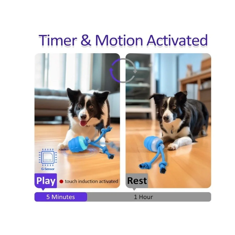 Smart Dog Toy Interactive Motion Activated Blue NEW G-Sensor Rechargeable